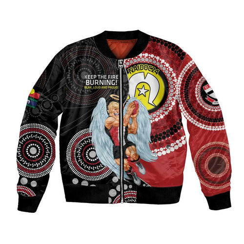 Custom AFL St Kilda NAIDOC Week Bomber Jacket Keep The Fire Burning Indigenous Art