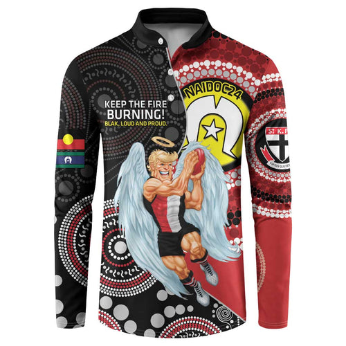 Custom AFL St Kilda NAIDOC Week Button Sweatshirt Keep The Fire Burning Indigenous Art