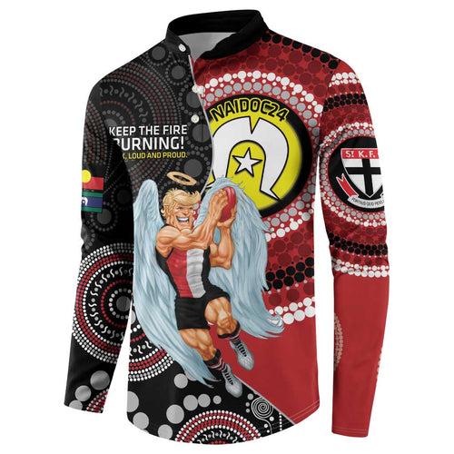 Custom AFL St Kilda NAIDOC Week Button Sweatshirt Keep The Fire Burning Indigenous Art