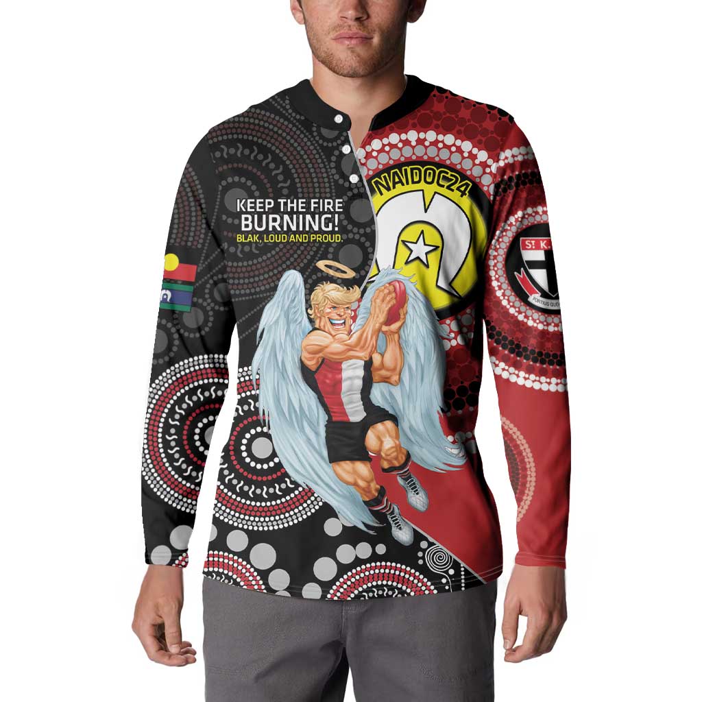 Custom AFL St Kilda NAIDOC Week Button Sweatshirt Keep The Fire Burning Indigenous Art
