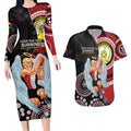Custom AFL St Kilda NAIDOC Week Couples Matching Long Sleeve Bodycon Dress and Hawaiian Shirt Keep The Fire Burning Indigenous Art