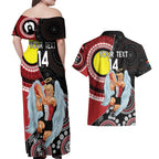Custom AFL St Kilda NAIDOC Week Couples Matching Off Shoulder Maxi Dress and Hawaiian Shirt Keep The Fire Burning Indigenous Art