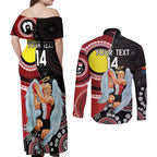 Custom AFL St Kilda NAIDOC Week Couples Matching Off Shoulder Maxi Dress and Long Sleeve Button Shirt Keep The Fire Burning Indigenous Art