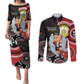 Custom AFL St Kilda NAIDOC Week Couples Matching Puletasi and Long Sleeve Button Shirt Keep The Fire Burning Indigenous Art