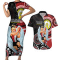 Custom AFL St Kilda NAIDOC Week Couples Matching Short Sleeve Bodycon Dress and Hawaiian Shirt Keep The Fire Burning Indigenous Art