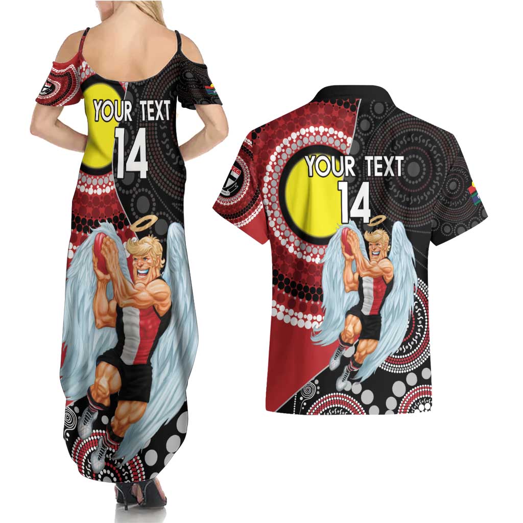 Custom AFL St Kilda NAIDOC Week Couples Matching Summer Maxi Dress and Hawaiian Shirt Keep The Fire Burning Indigenous Art