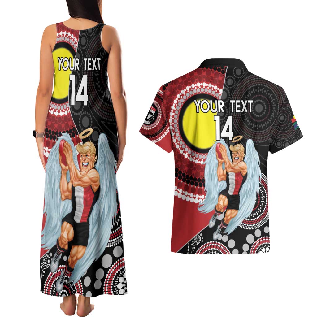 Custom AFL St Kilda NAIDOC Week Couples Matching Tank Maxi Dress and Hawaiian Shirt Keep The Fire Burning Indigenous Art