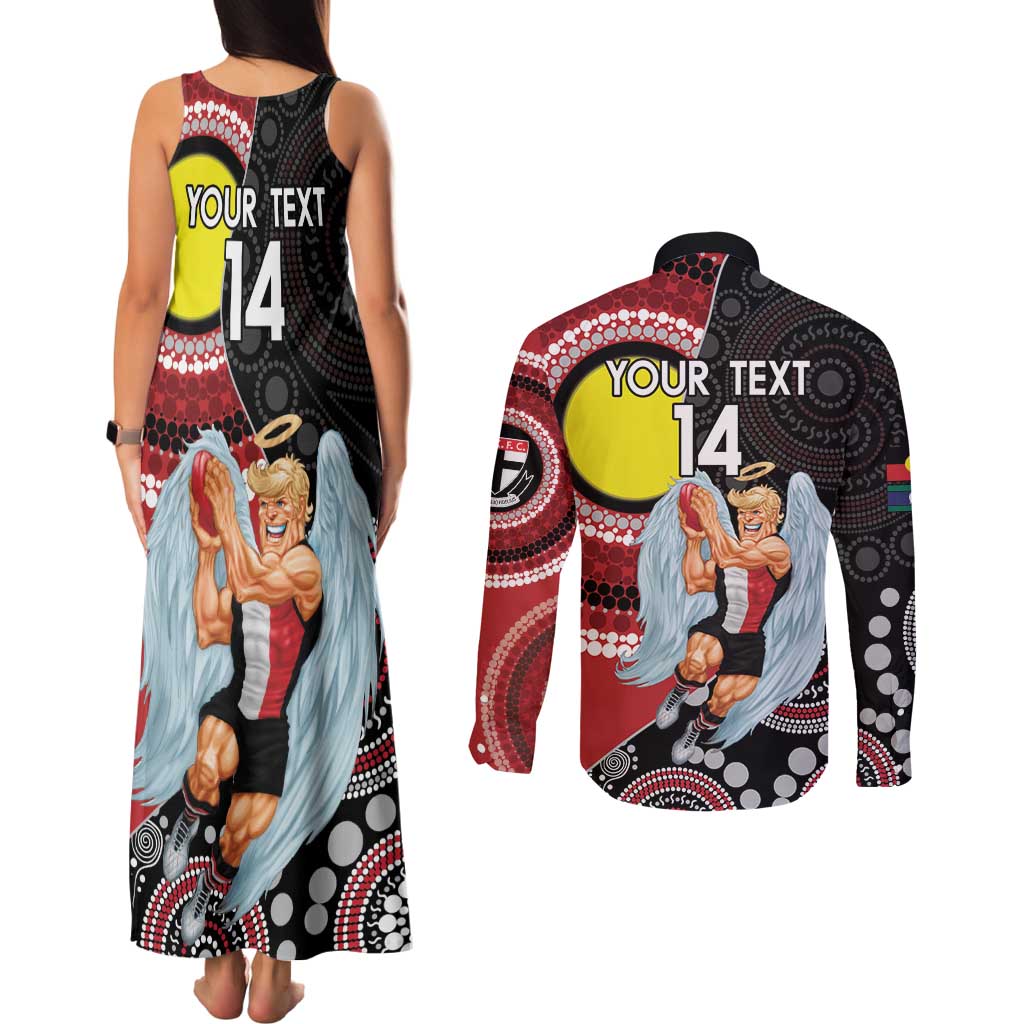 Custom AFL St Kilda NAIDOC Week Couples Matching Tank Maxi Dress and Long Sleeve Button Shirt Keep The Fire Burning Indigenous Art