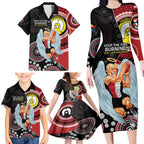 Custom AFL St Kilda NAIDOC Week Family Matching Long Sleeve Bodycon Dress and Hawaiian Shirt Keep The Fire Burning Indigenous Art