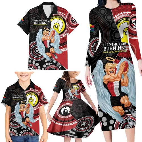 Custom AFL St Kilda NAIDOC Week Family Matching Long Sleeve Bodycon Dress and Hawaiian Shirt Keep The Fire Burning Indigenous Art