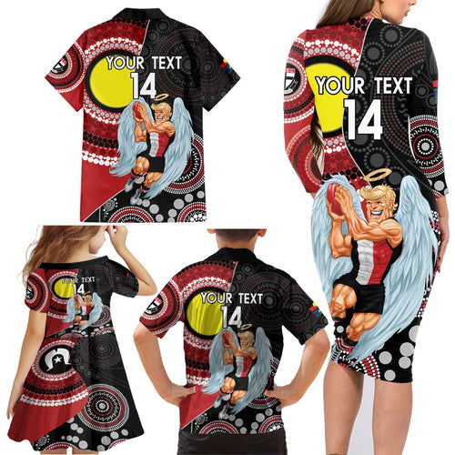 Custom AFL St Kilda NAIDOC Week Family Matching Long Sleeve Bodycon Dress and Hawaiian Shirt Keep The Fire Burning Indigenous Art