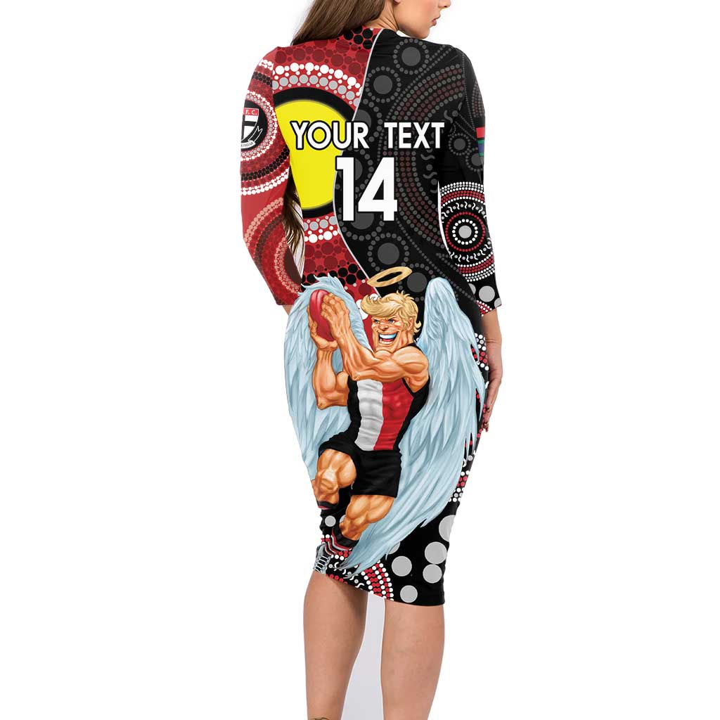 Custom AFL St Kilda NAIDOC Week Family Matching Long Sleeve Bodycon Dress and Hawaiian Shirt Keep The Fire Burning Indigenous Art
