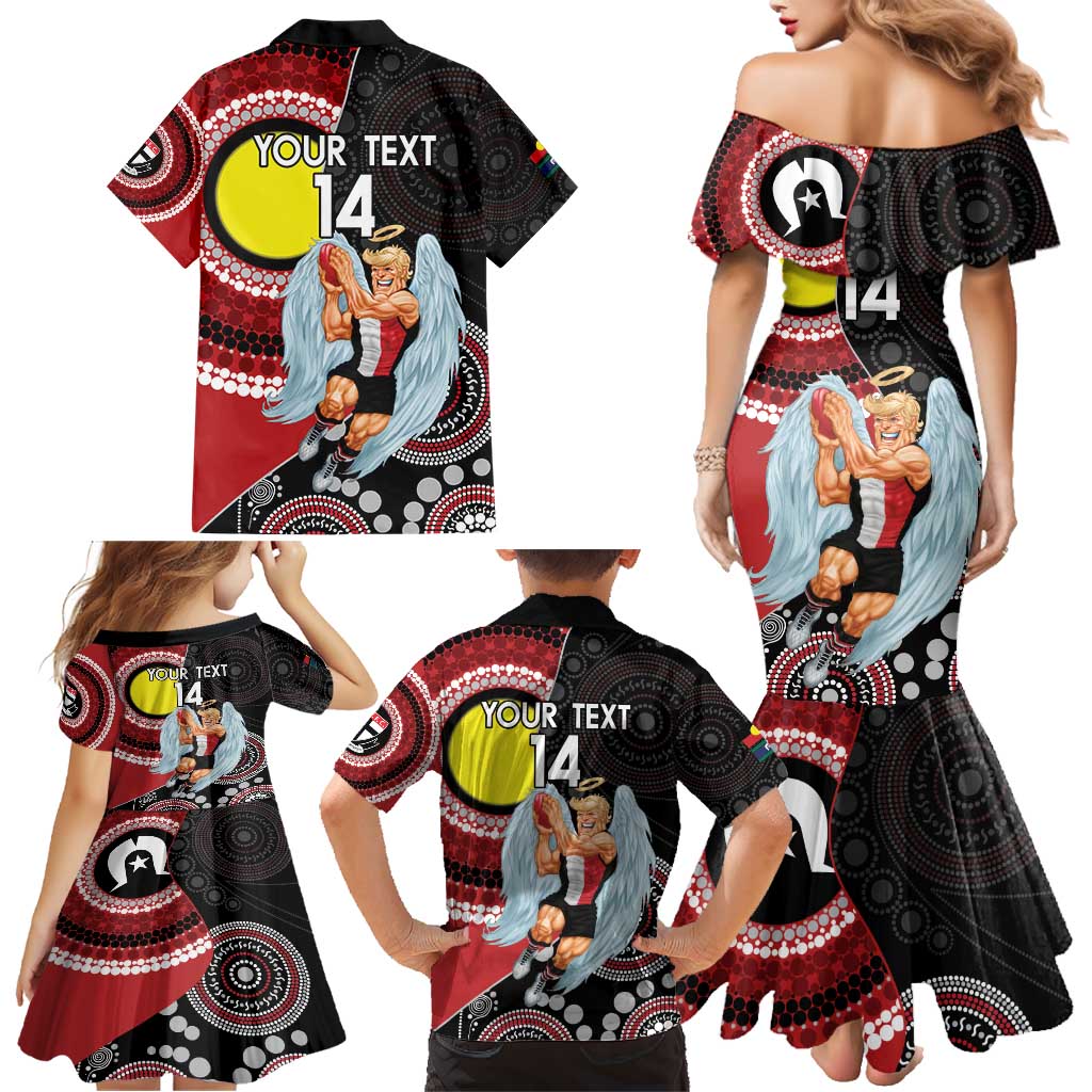 Custom AFL St Kilda NAIDOC Week Family Matching Mermaid Dress and Hawaiian Shirt Keep The Fire Burning Indigenous Art