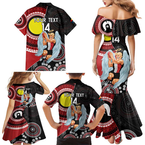 Custom AFL St Kilda NAIDOC Week Family Matching Mermaid Dress and Hawaiian Shirt Keep The Fire Burning Indigenous Art