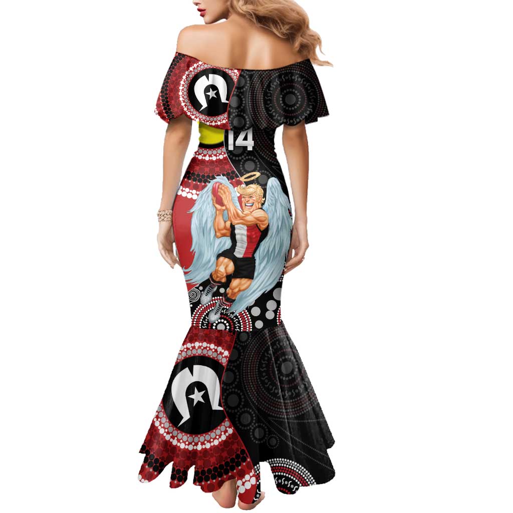 Custom AFL St Kilda NAIDOC Week Family Matching Mermaid Dress and Hawaiian Shirt Keep The Fire Burning Indigenous Art