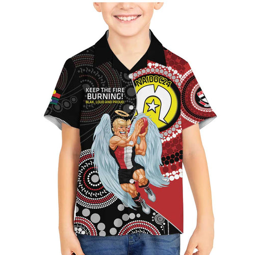 Custom AFL St Kilda NAIDOC Week Family Matching Mermaid Dress and Hawaiian Shirt Keep The Fire Burning Indigenous Art