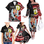 Custom AFL St Kilda NAIDOC Week Family Matching Off The Shoulder Long Sleeve Dress and Hawaiian Shirt Keep The Fire Burning Indigenous Art