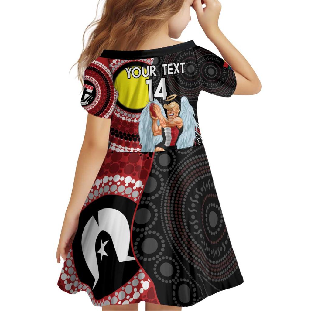 Custom AFL St Kilda NAIDOC Week Family Matching Off Shoulder Short Dress and Hawaiian Shirt Keep The Fire Burning Indigenous Art