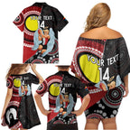 Custom AFL St Kilda NAIDOC Week Family Matching Off Shoulder Short Dress and Hawaiian Shirt Keep The Fire Burning Indigenous Art