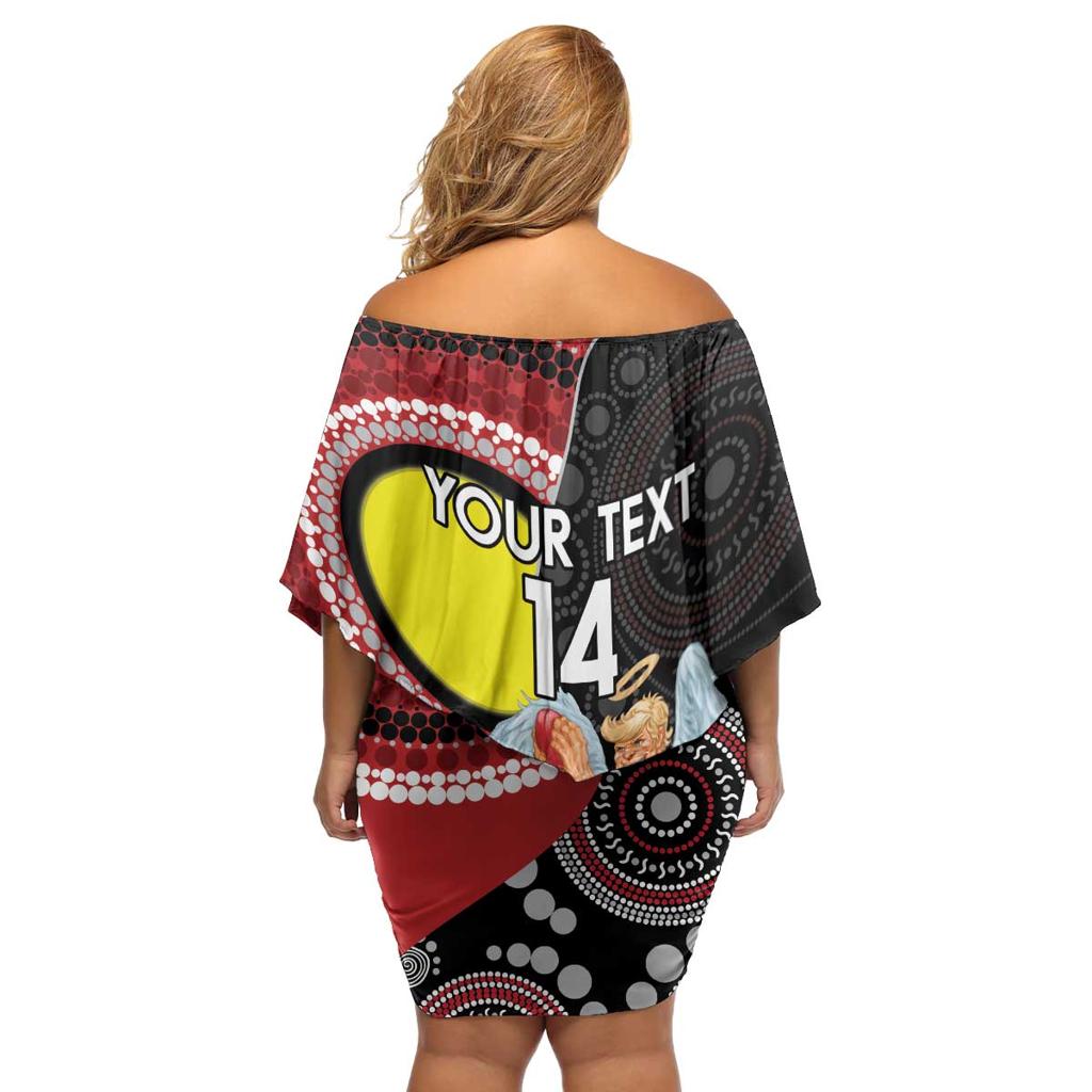 Custom AFL St Kilda NAIDOC Week Family Matching Off Shoulder Short Dress and Hawaiian Shirt Keep The Fire Burning Indigenous Art