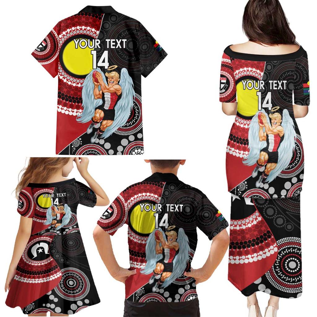 Custom AFL St Kilda NAIDOC Week Family Matching Puletasi and Hawaiian Shirt Keep The Fire Burning Indigenous Art