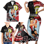 Custom AFL St Kilda NAIDOC Week Family Matching Short Sleeve Bodycon Dress and Hawaiian Shirt Keep The Fire Burning Indigenous Art