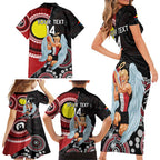 Custom AFL St Kilda NAIDOC Week Family Matching Short Sleeve Bodycon Dress and Hawaiian Shirt Keep The Fire Burning Indigenous Art