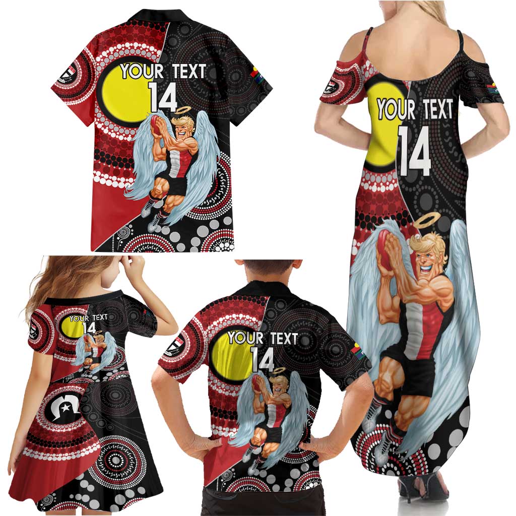 Custom AFL St Kilda NAIDOC Week Family Matching Summer Maxi Dress and Hawaiian Shirt Keep The Fire Burning Indigenous Art