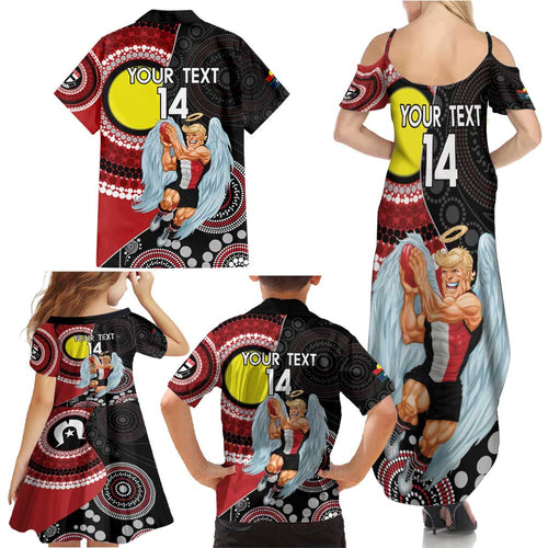 Custom AFL St Kilda NAIDOC Week Family Matching Summer Maxi Dress and Hawaiian Shirt Keep The Fire Burning Indigenous Art