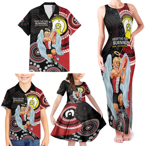 Custom AFL St Kilda NAIDOC Week Family Matching Tank Maxi Dress and Hawaiian Shirt Keep The Fire Burning Indigenous Art