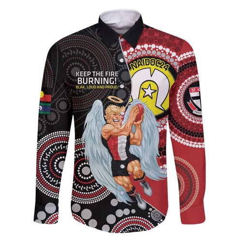 Custom AFL St Kilda NAIDOC Week Family Matching Tank Maxi Dress and Hawaiian Shirt Keep The Fire Burning Indigenous Art