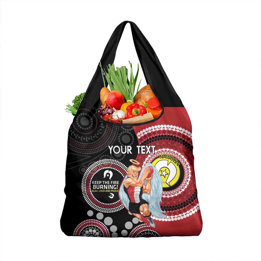 Custom AFL St Kilda NAIDOC Week Grocery Bag Keep The Fire Burning Indigenous Art