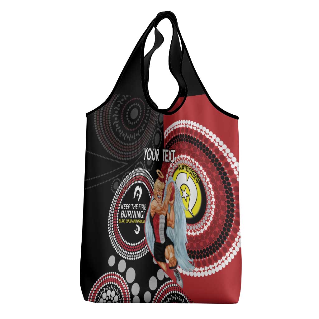 Custom AFL St Kilda NAIDOC Week Grocery Bag Keep The Fire Burning Indigenous Art