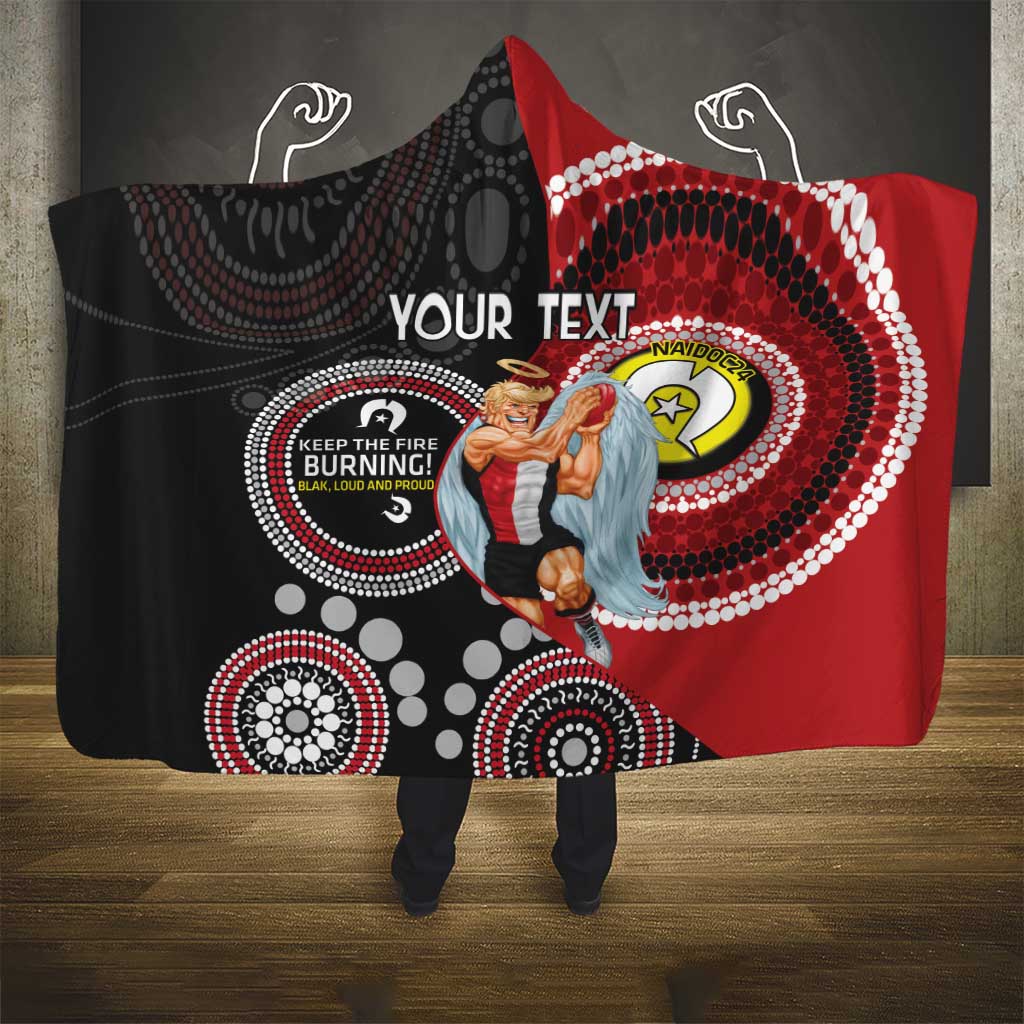 Custom AFL St Kilda NAIDOC Week Hooded Blanket Keep The Fire Burning Indigenous Art