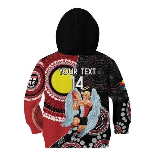Custom AFL St Kilda NAIDOC Week Kid Hoodie Keep The Fire Burning Indigenous Art