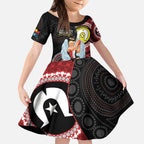 Custom AFL St Kilda NAIDOC Week Kid Short Sleeve Dress Keep The Fire Burning Indigenous Art