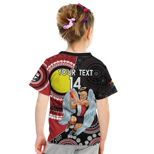 Custom AFL St Kilda NAIDOC Week Kid T Shirt Keep The Fire Burning Indigenous Art