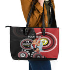 Custom AFL St Kilda NAIDOC Week Leather Tote Bag Keep The Fire Burning Indigenous Art