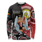 Custom AFL St Kilda NAIDOC Week Long Sleeve Shirt Keep The Fire Burning Indigenous Art
