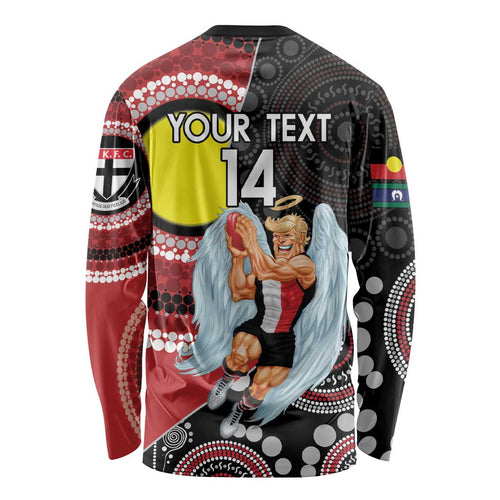 Custom AFL St Kilda NAIDOC Week Long Sleeve Shirt Keep The Fire Burning Indigenous Art