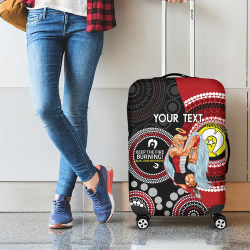 Custom AFL St Kilda NAIDOC Week Luggage Cover Keep The Fire Burning Indigenous Art
