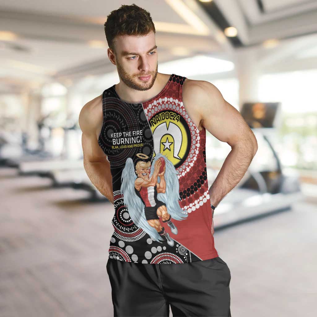 Custom AFL St Kilda NAIDOC Week Men Tank Top Keep The Fire Burning Indigenous Art