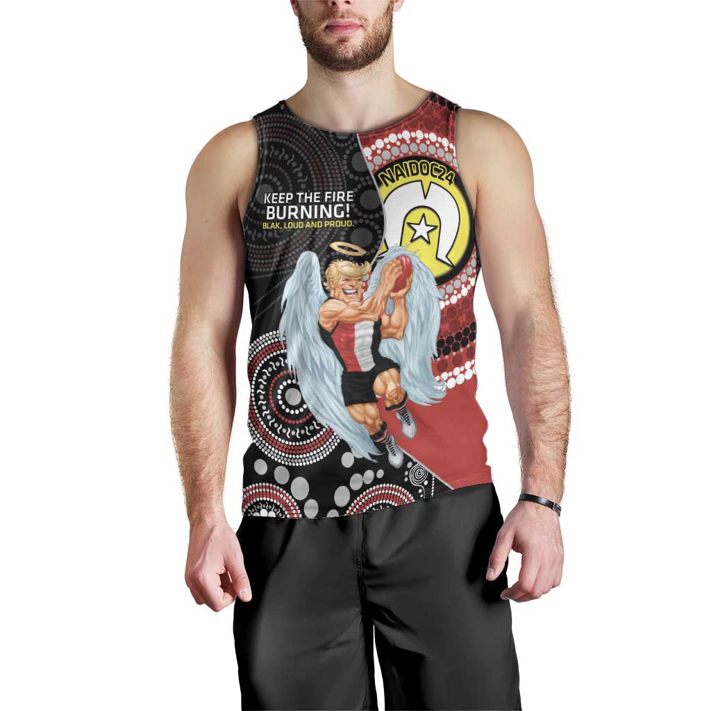 Custom AFL St Kilda NAIDOC Week Men Tank Top Keep The Fire Burning Indigenous Art