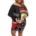 Custom AFL St Kilda NAIDOC Week Off Shoulder Short Dress Keep The Fire Burning Indigenous Art