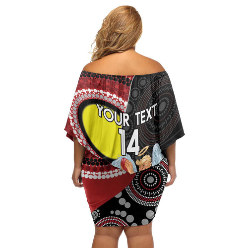 Custom AFL St Kilda NAIDOC Week Off Shoulder Short Dress Keep The Fire Burning Indigenous Art