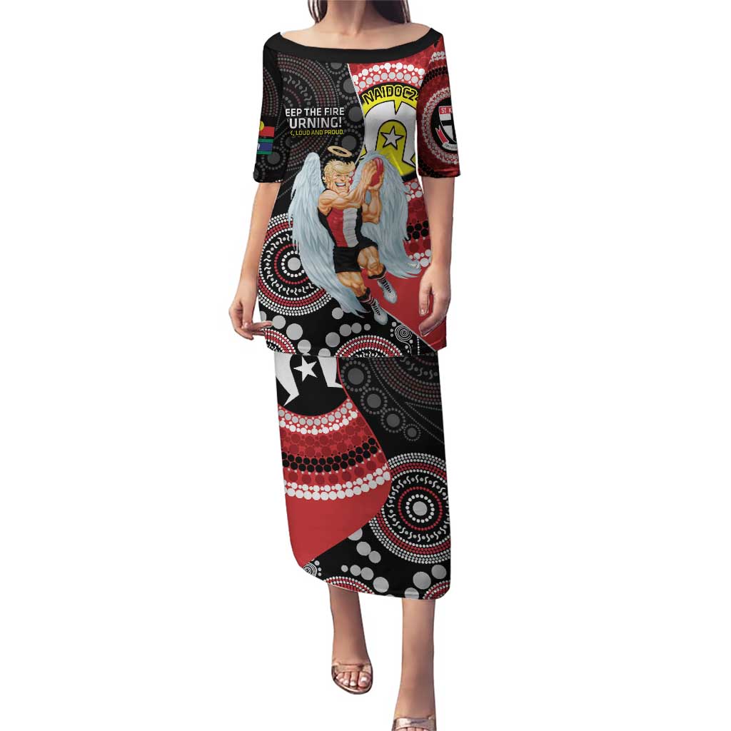 Custom AFL St Kilda NAIDOC Week Puletasi Keep The Fire Burning Indigenous Art