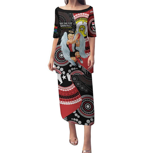 Custom AFL St Kilda NAIDOC Week Puletasi Keep The Fire Burning Indigenous Art
