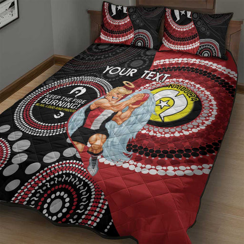 Custom AFL St Kilda NAIDOC Week Quilt Bed Set Keep The Fire Burning Indigenous Art