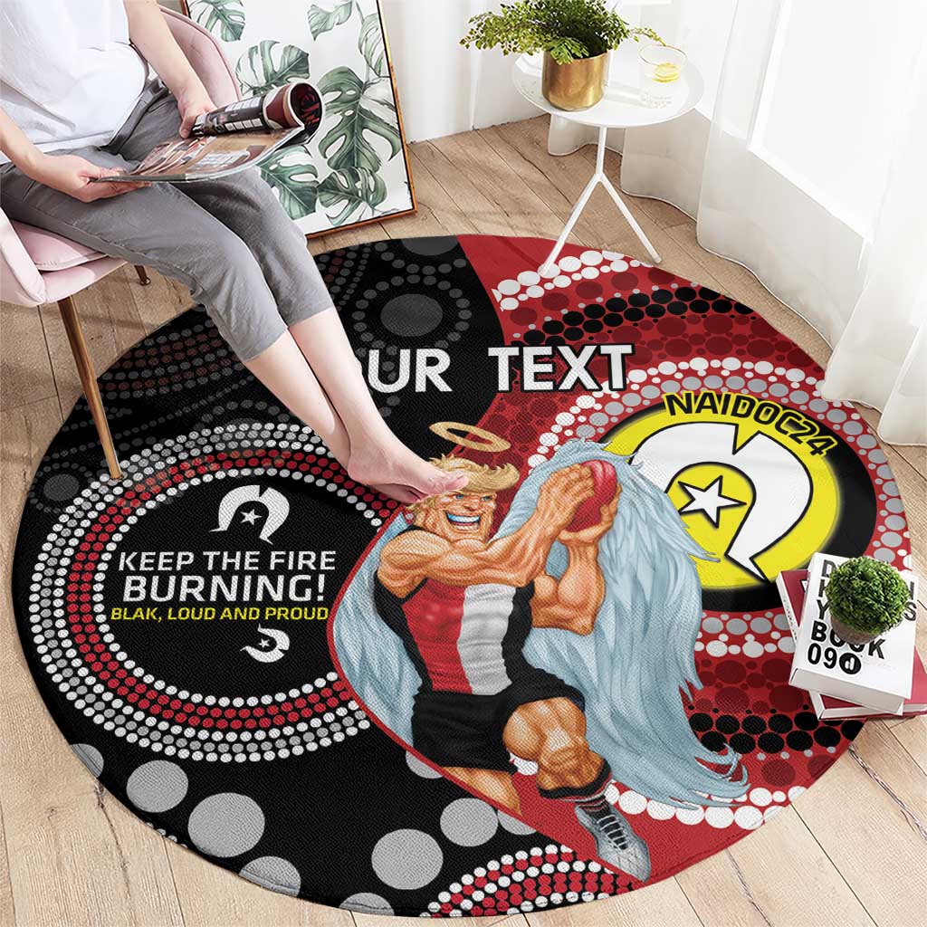 Custom AFL St Kilda NAIDOC Week Round Carpet Keep The Fire Burning Indigenous Art