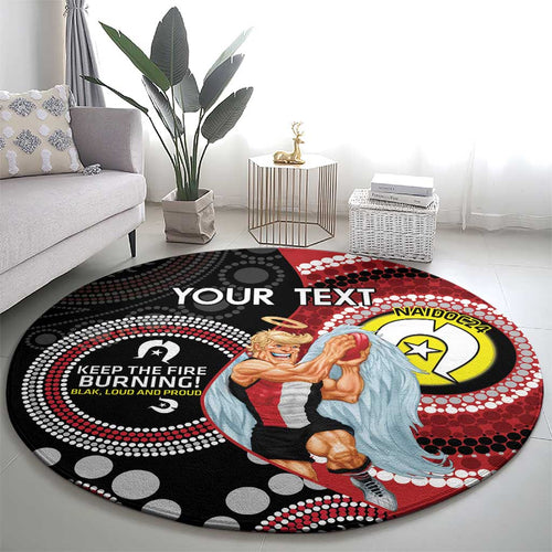 Custom AFL St Kilda NAIDOC Week Round Carpet Keep The Fire Burning Indigenous Art